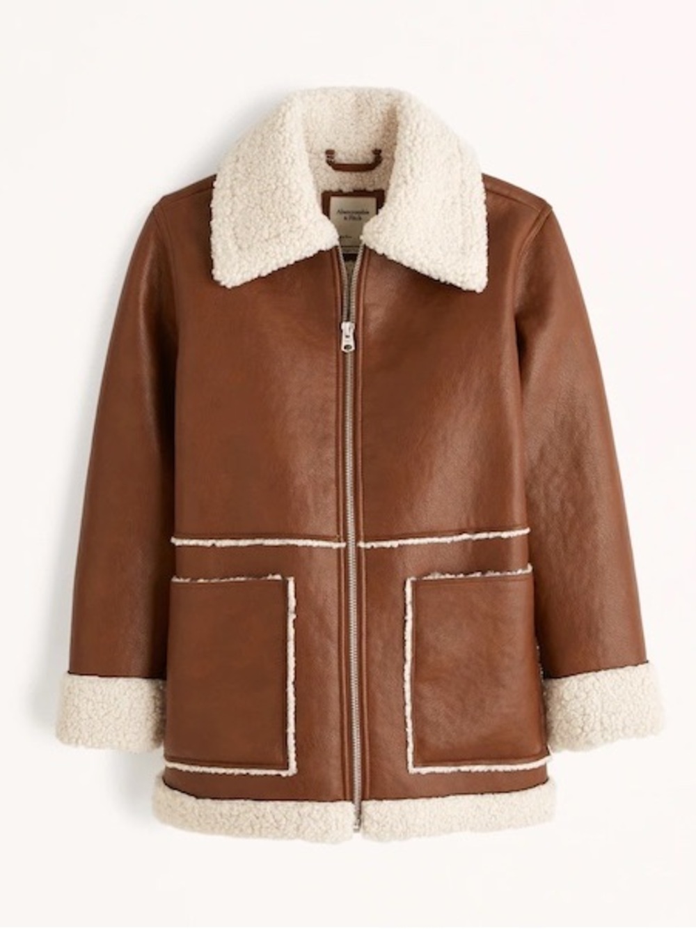 Abercrombie and Fitch Vegan Leather Faux Shearling Jacket